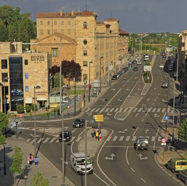 Salamanca, Spain - May 22, 2018: road motion in downtown of city Salamanca, Spain clipart