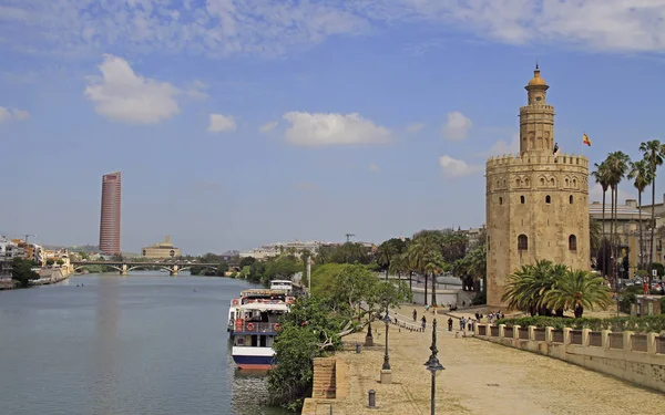 Panoráma Města Řekou Guadalquivir Seville Španělsko — Stock fotografie