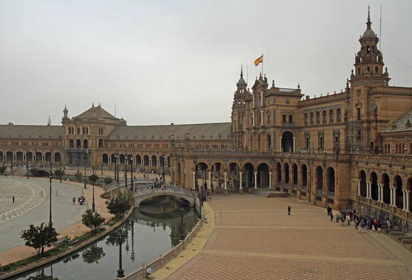 Seville Spain May 2018 People Walking Spain Square Plaza Espana Stock Image