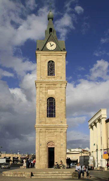 Tel Aviv Israel Noviembre 2017 Gente Camina Torre Del Reloj — Foto de Stock