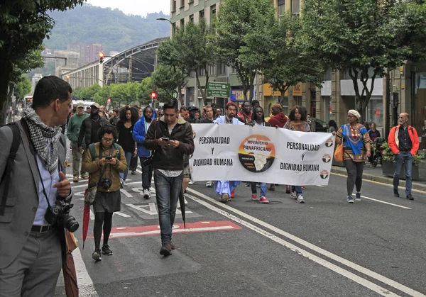 Bilbao España Mayo 2018 Marcha Popular Apoyo Movimiento Panafricano Bilbao — Foto de Stock