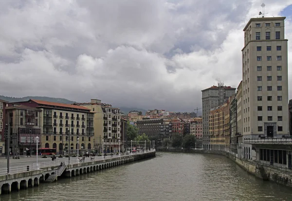 Kajen Floden Nervion Spanska Staden Bilbao — Stockfoto