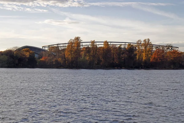 Lake Maschsee Fotbalového Stadionu Hannoveru Německo — Stock fotografie