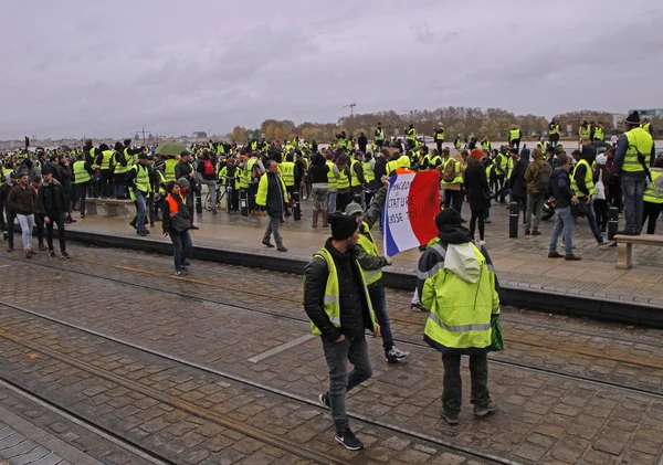 Bordeaux Frankrike December 2018 Demonstration Gula Västar Mot Ökade Skatter — Stockfoto