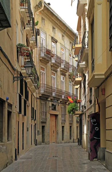 Estrecha Calle Casco Antiguo Ciudad Española Valencia —  Fotos de Stock