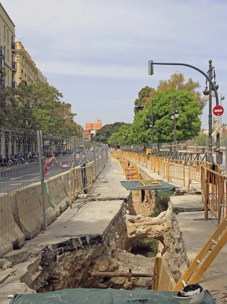 Obras Construcción Centro Ciudad Española Valencia — Foto de Stock