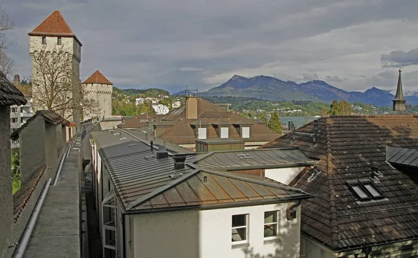 View from Musegg Wall in city Luzern — Stock Photo, Image