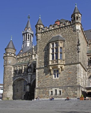 Aachen tarihi belediye binasının arka