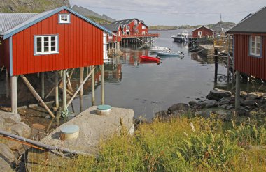Norveç'te balıkçı köyü A görünümü