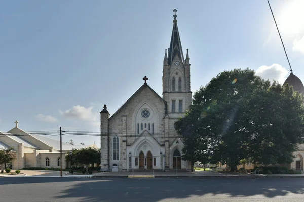 Kyrka Med Klocktorn Historiska Centrum — Stockfoto