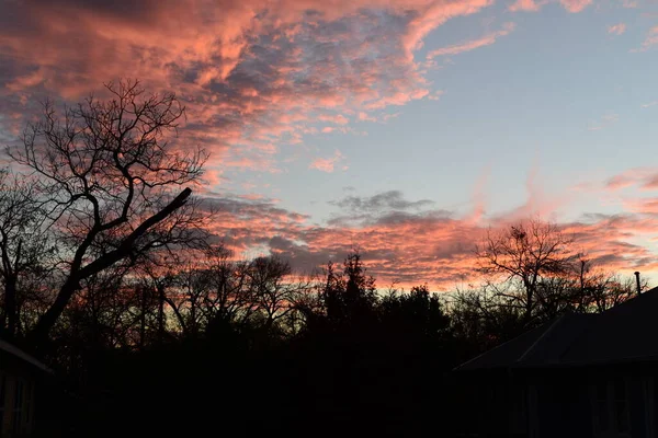 Gün batımında kış bulutu. Sahne Austin, Teksas, ABD 'de çekildi.