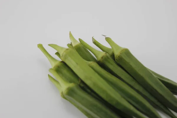 Okra Placed White Background — Stock Photo, Image