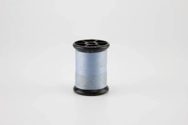 Blue Sewing Thread Put White Background — Stock Photo, Image
