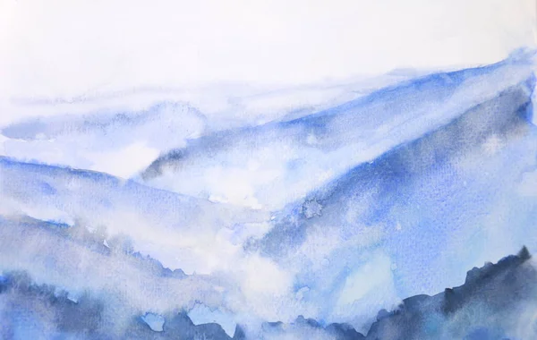 Υδατογραφία Τοπίο Μελάνι Βουνό Ομίχλη Παραδοσιακό Ανατολίτικο Μελάνι Ασία Τέχνη — Φωτογραφία Αρχείου
