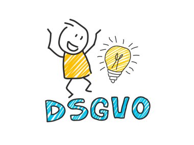 adam Dsgvo harfleri önünde sokar. Genel veri koruma yönetmeliği. Gdpr, Rgpd, Dsgvo, Dpo. Kavram vektör çizim. Düz stil. Yatay