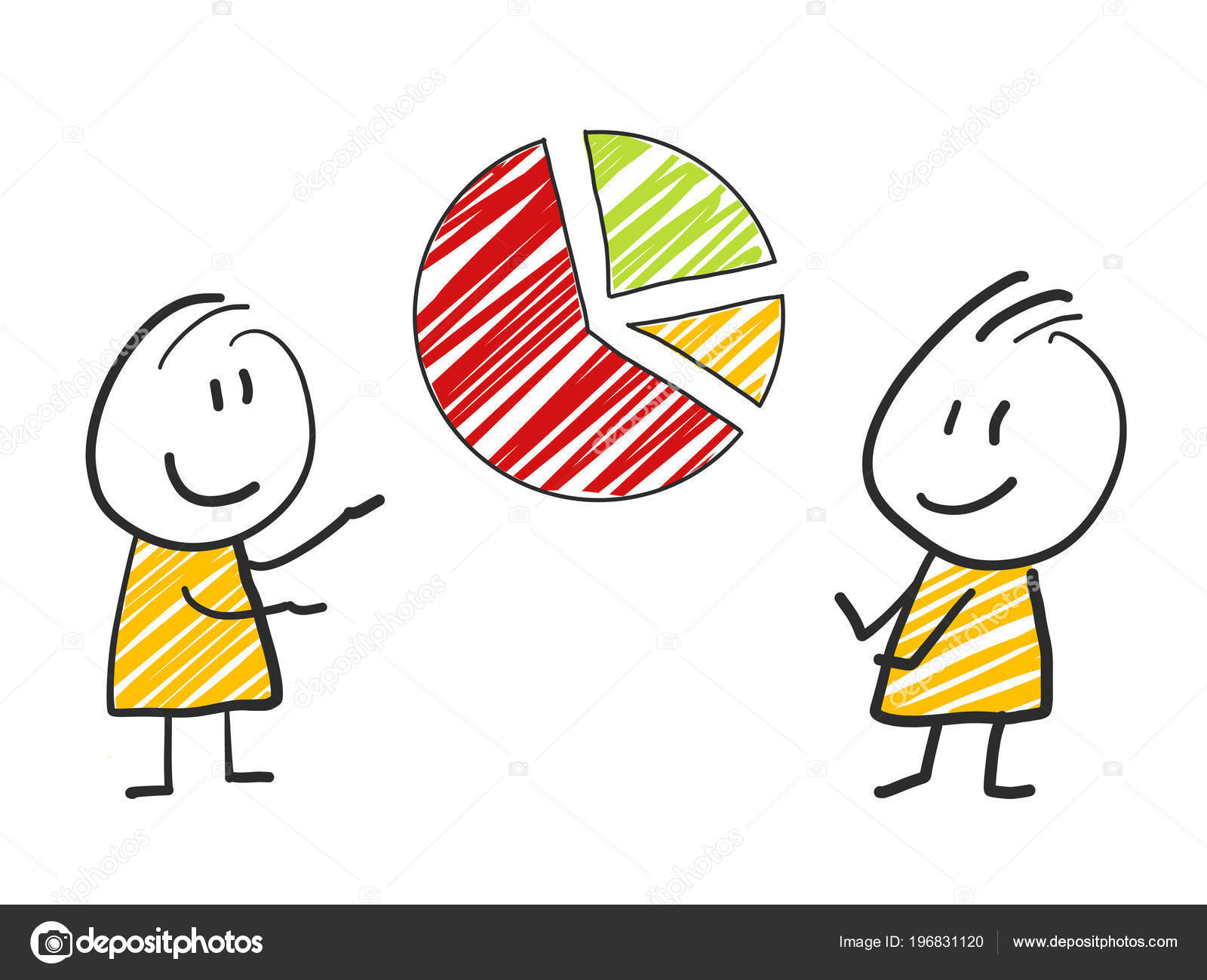 2 stick man standing and thinking expression illustration yellow pie chart  Stock Vector Image by ©artefacti #196831120