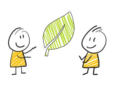 2 sopa adam ayakta ve ifade illüstrasyon sarı yaprak düşünme