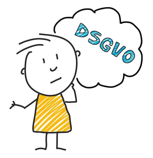 adam Dsgvo harfleri önünde sokar. Genel veri koruma yönetmeliği. Gdpr, Rgpd, Dsgvo, Dpo. Kavram vektör çizim. Düz stil. Yatay