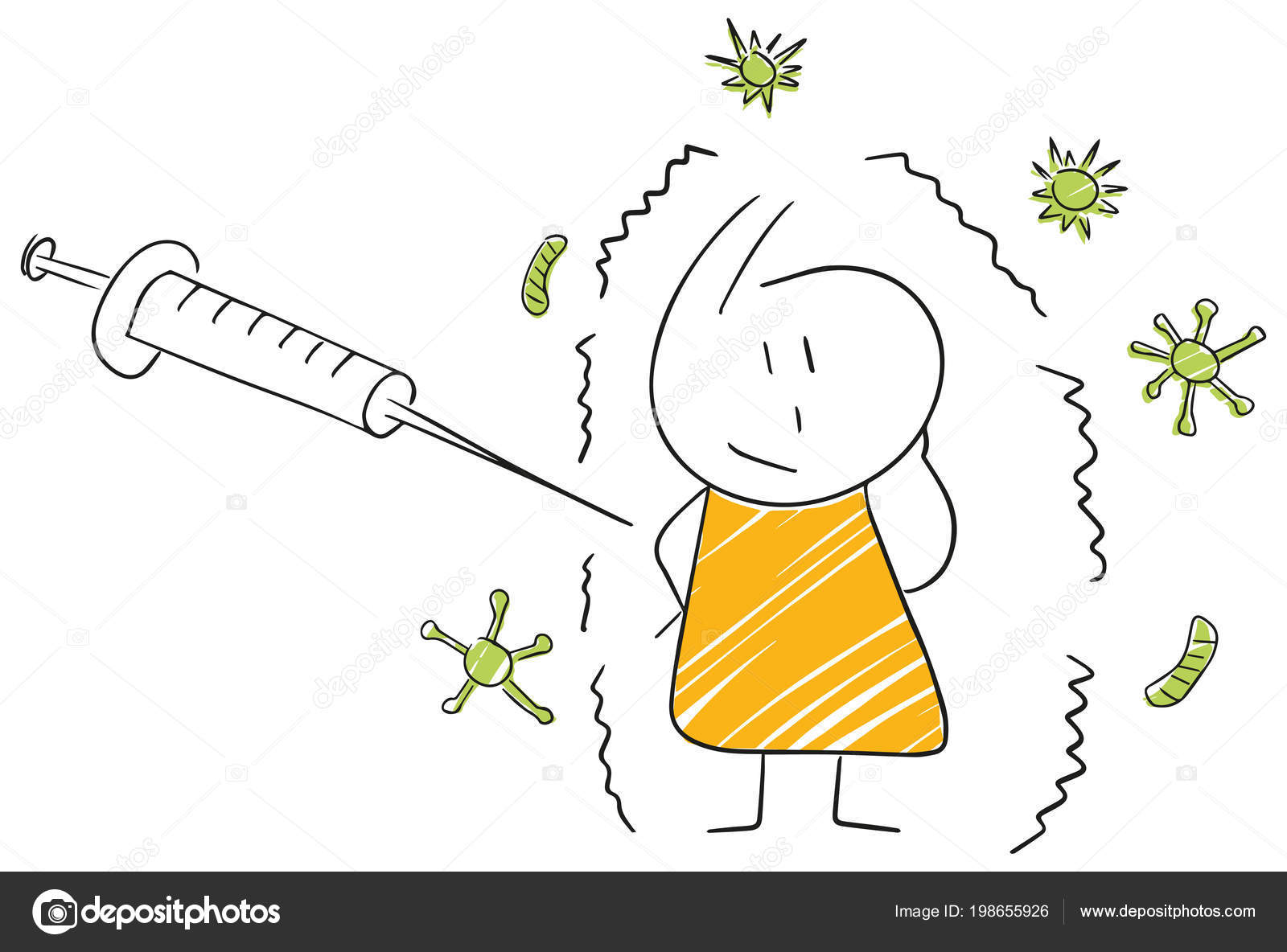 Vaccin Contre Grippe Illustration Drôle Stickman Tourné
