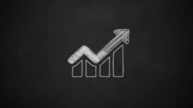 çizgi grafiği gösteren artış ile beyaz tebeşir tahtaya çizim el