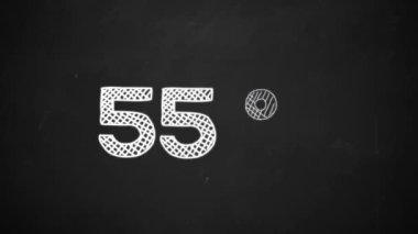 Beyaz tebeşir ile sembolü yüzde 55'i yazı tahtası üzerinde çizim el