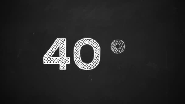 Handzeichnung eines 40-Prozent-Symbols mit weißer Kreide auf der Tafel — Stockvideo