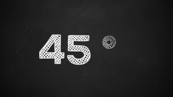 Hand drawing of 45 percent symbol with white chalk on blackboard — Stock Video