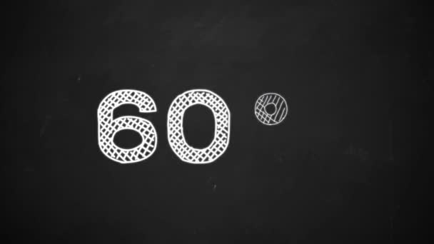Handzeichnung eines 60-Prozent-Symbols mit weißer Kreide auf der Tafel — Stockvideo