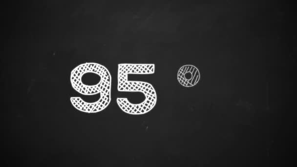 Hand drawing of 95 percent symbol with white chalk on blackboard — Stock Video