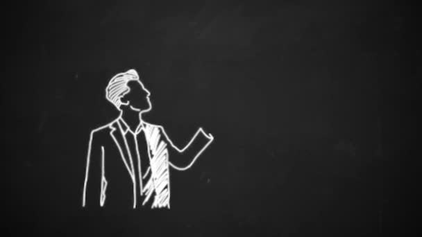 Kézi rajz Bitcoin szimbólum fehér krétával táblára — Stock videók