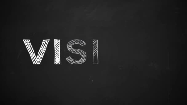 Vision Handskrivna Med Vit Krita Svart Tavla Animation — Stockvideo