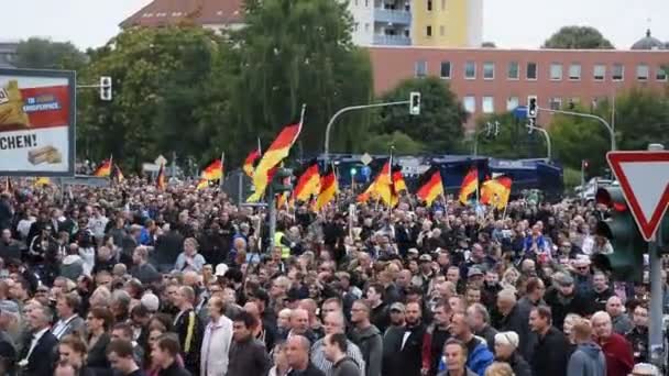 Chemnitz, Germany - September 01, 2018: Afd demonstration Trauermarsch — Stock video