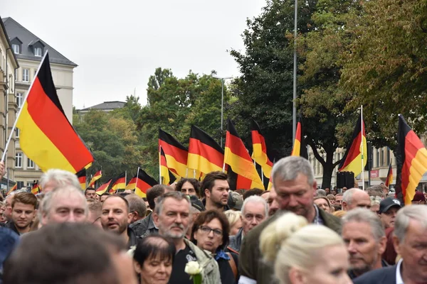 Chemnitz, Germany - September 01, 2018: Afd demonstration Trauermarsch — Zdjęcie stockowe