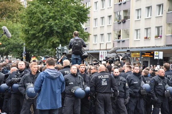 Chemnitz, Germany - September 01, 2018: Afd demonstration Trauermarsch — 图库照片