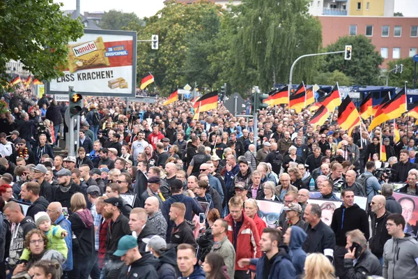 Chemnitz, Germany - September 01, 2018: Afd demonstration Trauermarsch — Zdjęcie stockowe