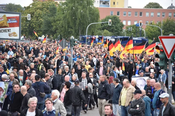 Chemnitz, Germany - September 01, 2018: Afd demonstration Trauermarsch — Zdjęcie stockowe