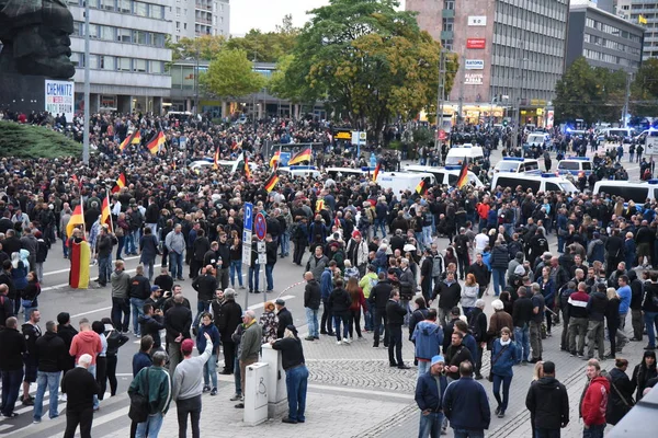 Chemnitz, Germany - September 01, 2018: Afd demonstration Trauermarsch — 스톡 사진