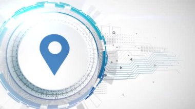 konumu simgesi animasyon beyaz dijital öğeleri teknolojik altyapı