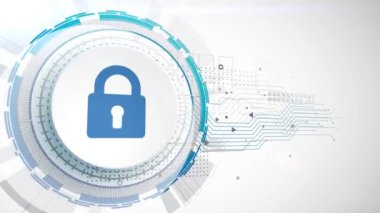 Güvenlik simgesi animasyon beyaz dijital öğeleri teknoloji arka plan asma kilit