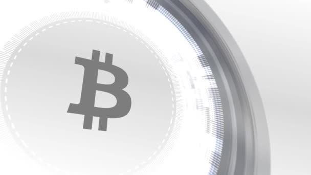 Bitcoin cryptocurrencyicon animazione bianco elementi digitali tecnologia sfondo — Video Stock