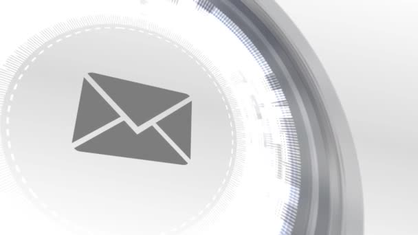 E-mail adres poczty list ikona animacja biały cyfrowy elementów technologia tło — Wideo stockowe