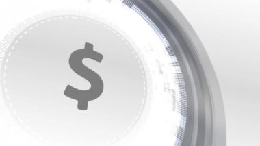 Doları para birimi simgesi animasyon beyaz dijital öğeleri teknolojik altyapı