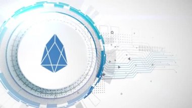 EOS cryptocurrency simgesi animasyon beyaz dijital öğeleri teknolojik altyapı