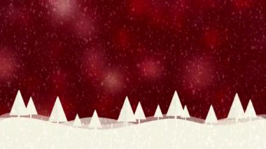 Kar ve Noel ağaçları Hd 1080 kırmızı bokeh arka plan