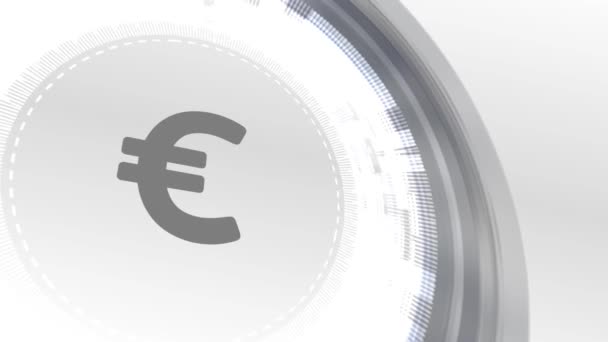 Euro valuta pictogramachtergrond animatie witte elementen van de digitale technologie — Stockvideo