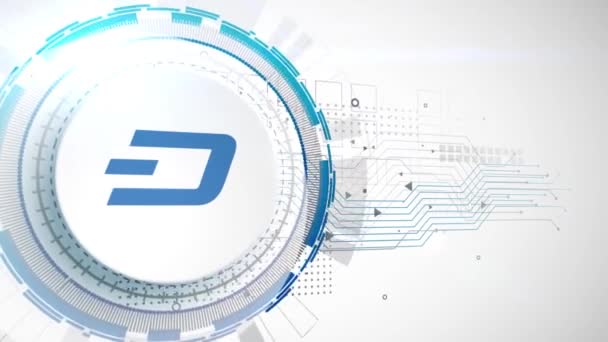 Dash kryptowaluta ikona animacja biały cyfrowy elementów technologia tło — Wideo stockowe