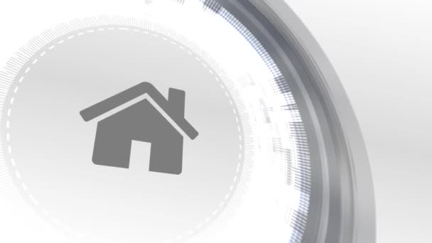 Домашній будинок значок анімація білі цифрові елементи технології фон — стокове відео
