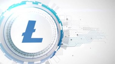 Litecoin cryptocurrency simgesi animasyon beyaz dijital öğeleri teknolojik altyapı