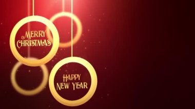 Neşeli Noel mutlu yeni yıl festival mevsimlik kutlama yer tutucu kırmızı arka plan düşen altın hareket önemsiz şey top