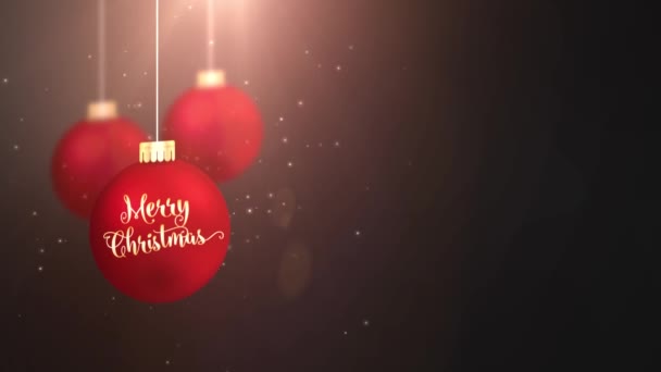 Bola de bauble móvil roja cayendo Feliz Navidad festiva celebración estacional marcador de posición fondo negro — Vídeo de stock